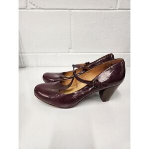 Frye Women's Lisa T-Strap Mary Jane Pumps, Sz 9, In Dark Burgundy/Eggplant Color